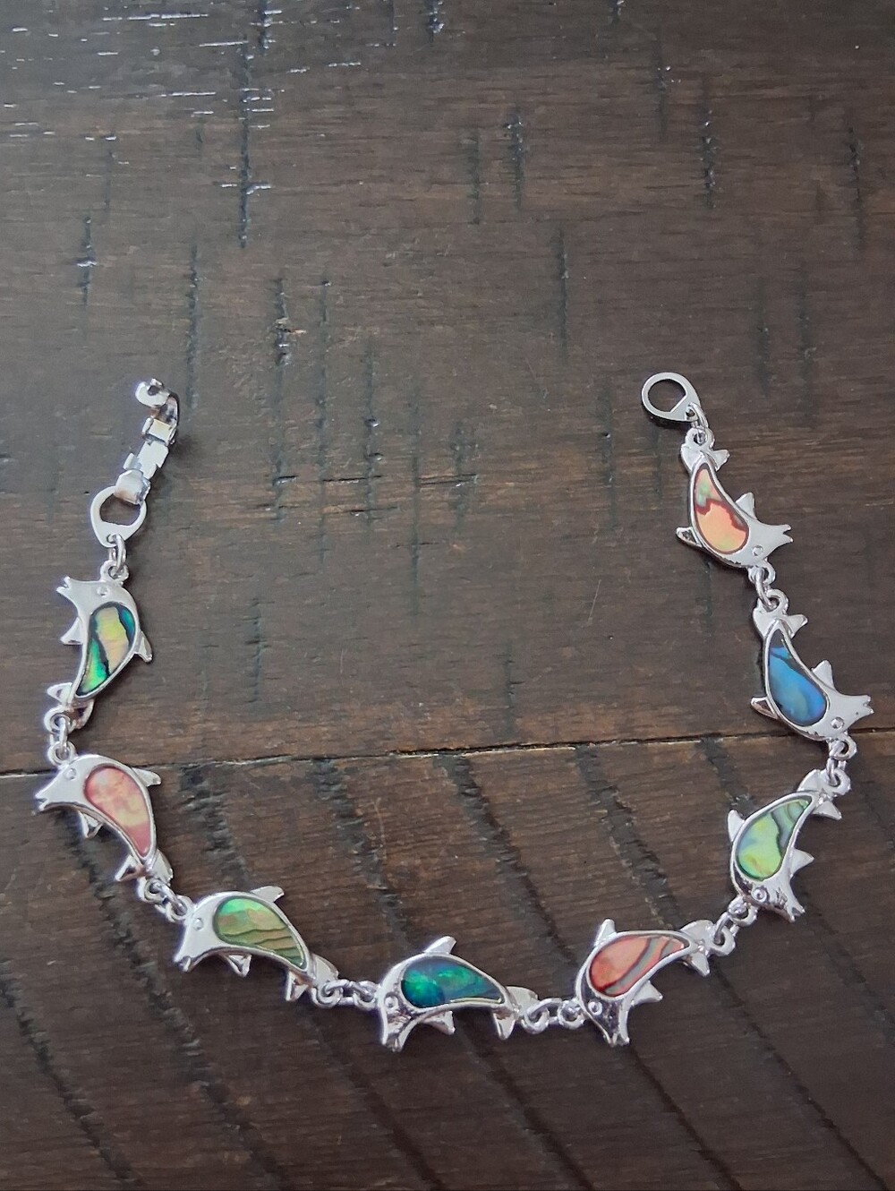 Fashion Jewelry Silver Dolphin Multi-Color Abalone Bracelet - Women Jewelry